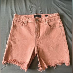 Lucky Brand Jeans Womens Ava Shorts Pink Salmon Distress Cut Off Mid Rise